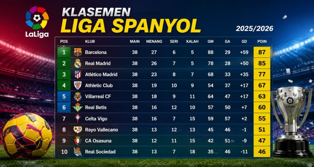 Klasemen Liga Spanyol